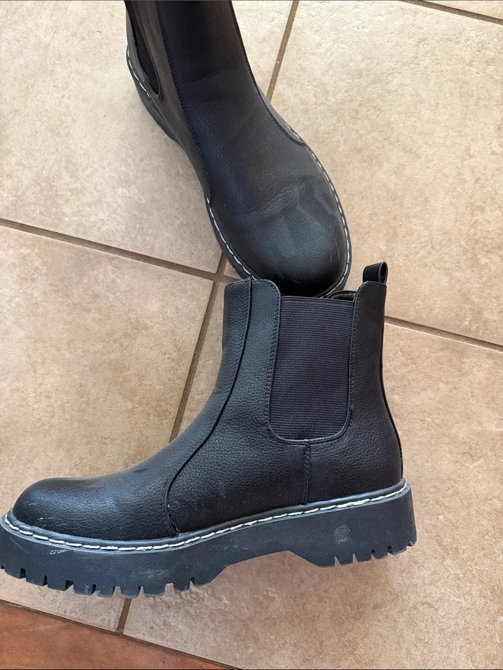 Sincerely Jules Black Chukka Boots with Contrast Stitching